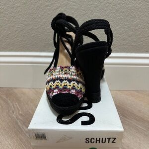 Schutz Black & Multicolor  Wedge. New With Tags & Box. Size 8
